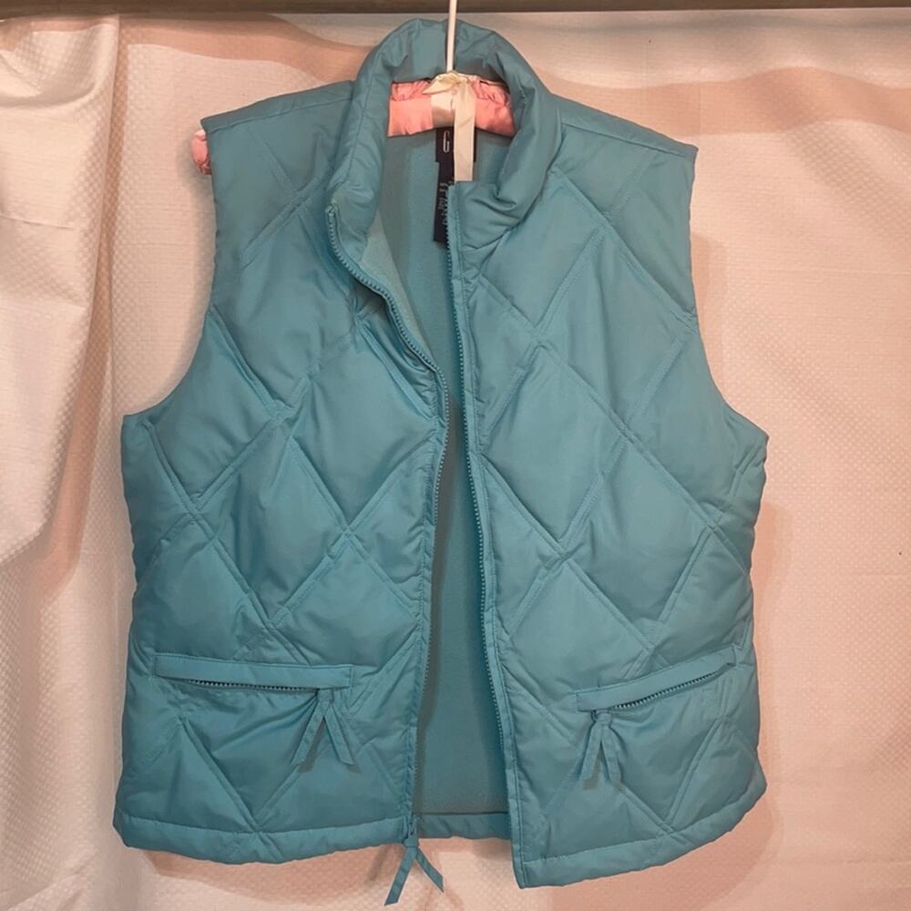 Gap M turquoise puffer vest euc